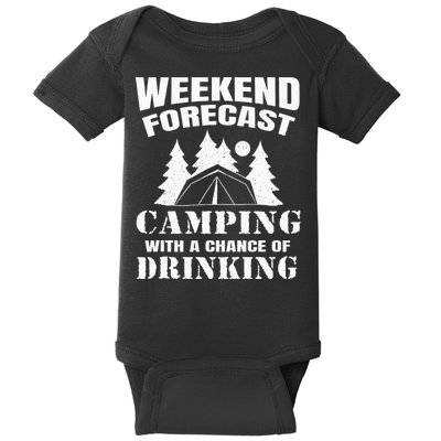 Weekend Forecast Camping With A Chance Of Drinking Themed Baby Bodysuit