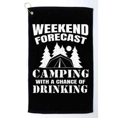 Weekend Forecast Camping With A Chance Of Drinking Themed Golf Towel