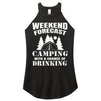 Weekend Forecast Camping With A Chance Of Drinking Themed Women's Perfect Tri Rocker Tank