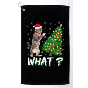 What Funny Cat Pushing Christmas Tree Over Cat Xmas Gift Platinum Collection Golf Towel