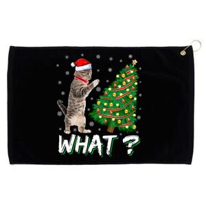 What Funny Cat Pushing Christmas Tree Over Cat Xmas Gift Grommeted Golf Towel