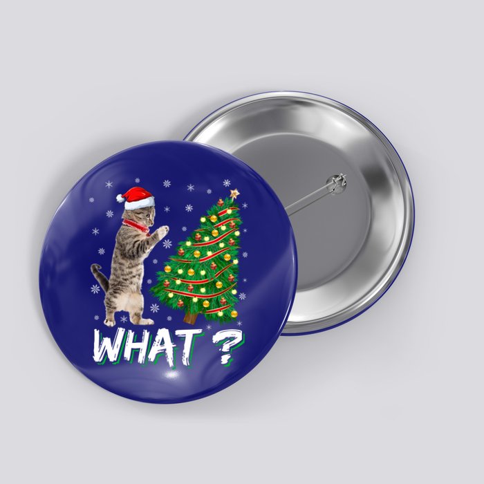 What Funny Cat Pushing Christmas Tree Over Cat Xmas Gift Button