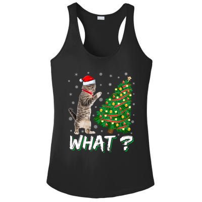 What Funny Cat Pushing Christmas Tree Over Cat Xmas Gift Ladies PosiCharge Competitor Racerback Tank