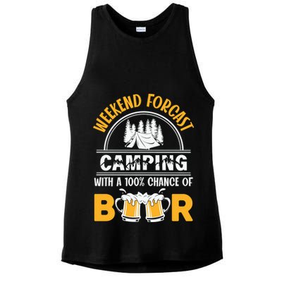 Weekend Forecast Camping With A 100% Chance Of Beer Funny Camping Ladies PosiCharge Tri-Blend Wicking Tank