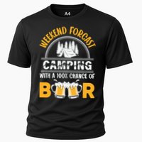 Weekend Forecast Camping With A 100% Chance Of Beer Funny Camping Cooling Performance Crew T-Shirt