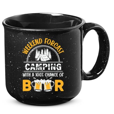 Weekend Forecast Camping With A 100% Chance Of Beer Funny Camping 15oz Campfire Ceramic Mug