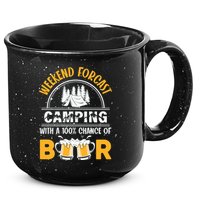 Weekend Forecast Camping With A 100% Chance Of Beer Funny Camping 15oz Campfire Ceramic Mug