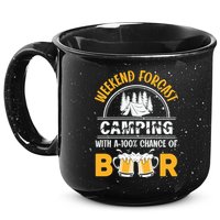 Weekend Forecast Camping With A 100% Chance Of Beer Funny Camping 15oz Campfire Ceramic Mug