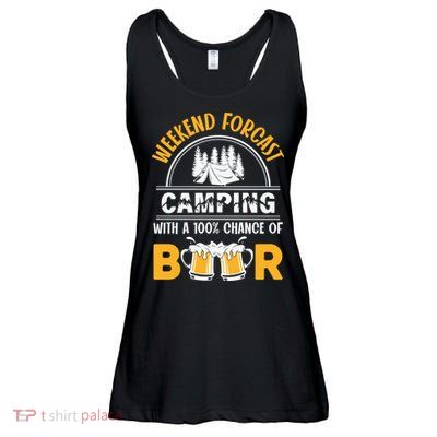 Weekend Forecast Camping With A 100% Chance Of Beer Funny Camping Ladies Essential Flowy Tank
