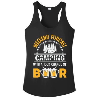 Weekend Forecast Camping With A 100% Chance Of Beer Funny Camping Ladies PosiCharge Competitor Racerback Tank