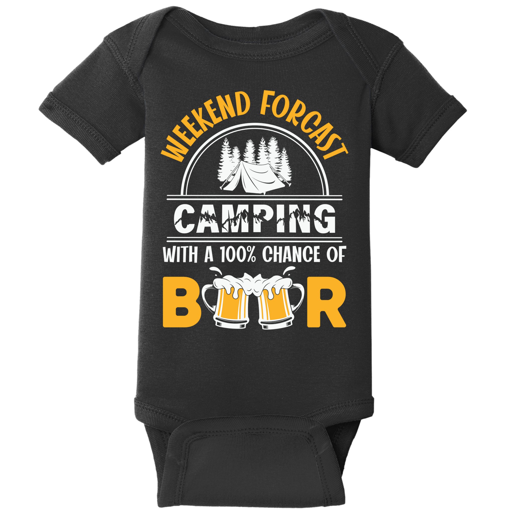 Weekend Forecast Camping With A 100% Chance Of Beer Funny Camping Baby Bodysuit