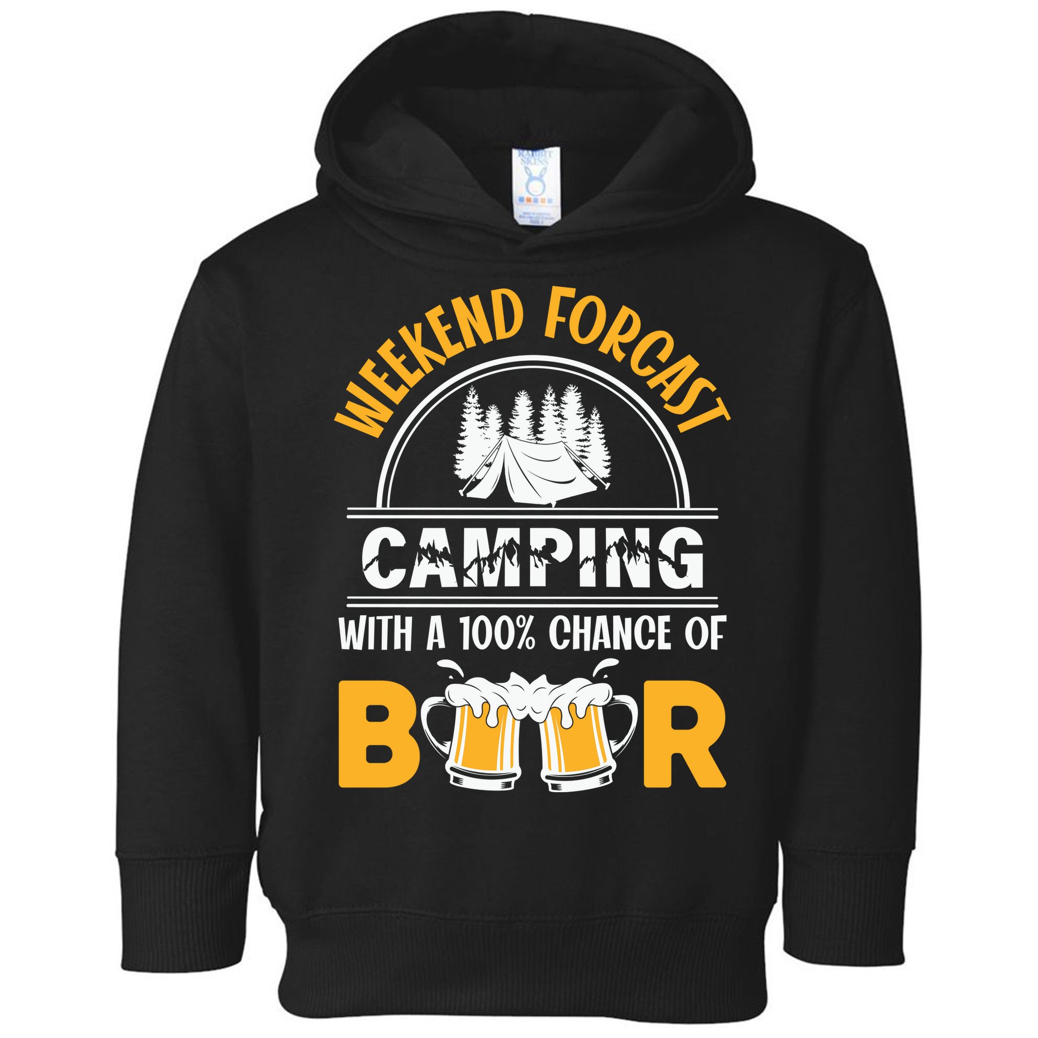 Weekend Forecast Camping With A 100% Chance Of Beer Funny Camping Toddler Hoodie