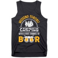 Weekend Forecast Camping With A 100% Chance Of Beer Funny Camping Tank Top