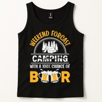 Weekend Forecast Camping With A 100% Chance Of Beer Funny Camping Tank Top