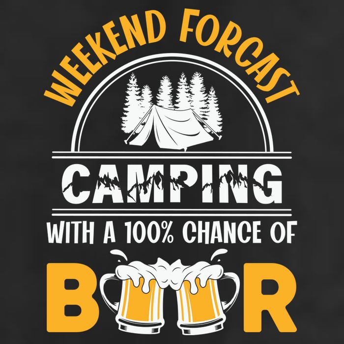 Weekend Forecast Camping With A 100% Chance Of Beer Funny Camping Golf Towel