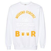 Weekend Forecast Camping With A 100% Chance Of Beer Funny Camping Garment-Dyed Sweatshirt