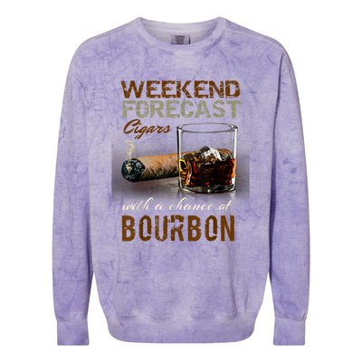 Weekend Forecast Cigars With Chance Bourbon Men Colorblast Crewneck Sweatshirt