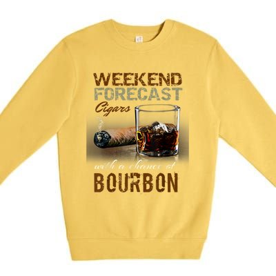 Weekend Forecast Cigars With Chance Bourbon Men Premium Crewneck Sweatshirt