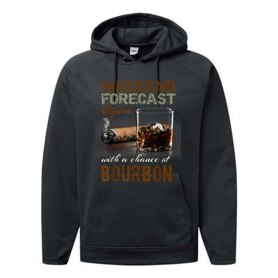 Weekend Forecast Cigars With Chance Bourbon Men Performance Fleece Hoodie