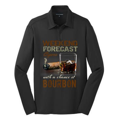 Weekend Forecast Cigars With Chance Bourbon Men Silk Touch Performance Long Sleeve Polo