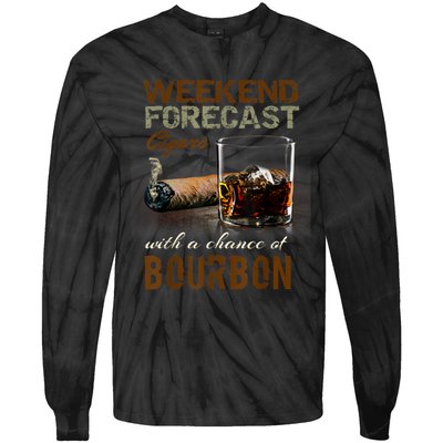 Weekend Forecast Cigars With Chance Bourbon Men Tie-Dye Long Sleeve Shirt