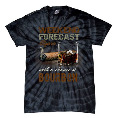 Weekend Forecast Cigars With Chance Bourbon Men Tie-Dye T-Shirt