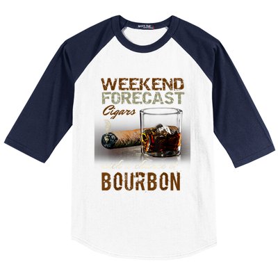 Weekend Forecast Cigars With Chance Bourbon Men Baseball Sleeve Shirt