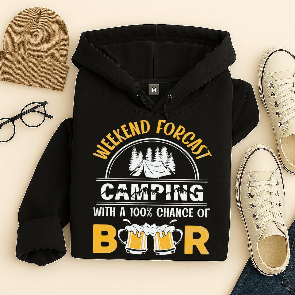 Weekend Forcast Camping With A 100 Chance Of Beer Vintage Hoodie