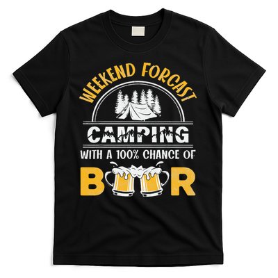 Weekend Forcast Camping With A 100 Chance Of Beer Vintage T-Shirt