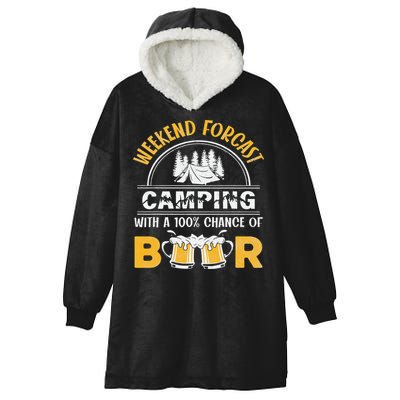 Weekend Forcast Camping With A 100 Chance Of Beer Vintage Hooded Wearable Blanket