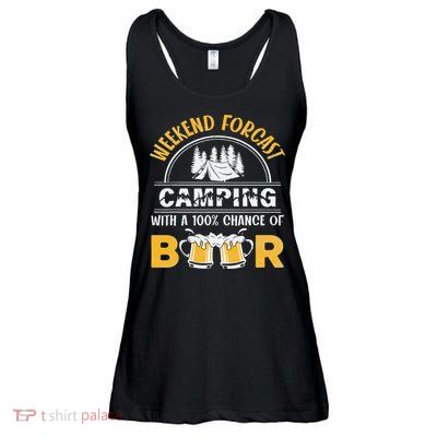 Weekend Forcast Camping With A 100 Chance Of Beer Vintage Ladies Essential Flowy Tank