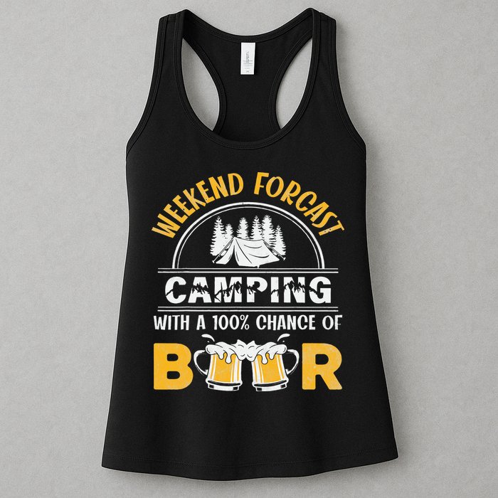 Weekend Forcast Camping With A 100 Chance Of Beer Vintage Womens Tank Top