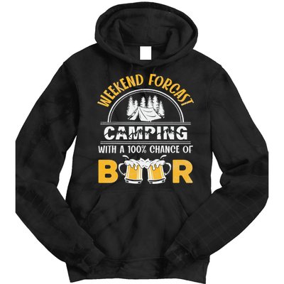 Weekend Forcast Camping With A 100 Chance Of Beer Vintage Tie Dye Hoodie