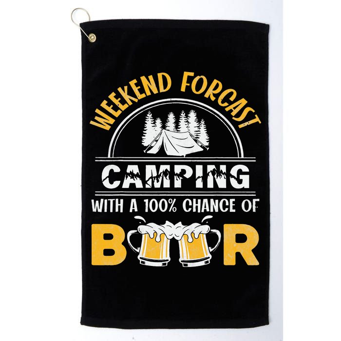 Weekend Forcast Camping With A 100 Chance Of Beer Vintage Golf Towel