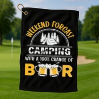 Weekend Forcast Camping With A 100 Chance Of Beer Vintage Golf Towel
