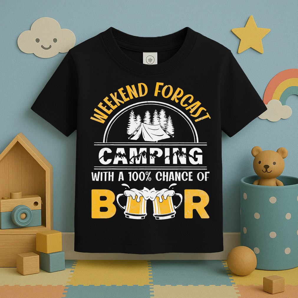 Weekend Forcast Camping With A 100 Chance Of Beer Vintage Toddler T-Shirt