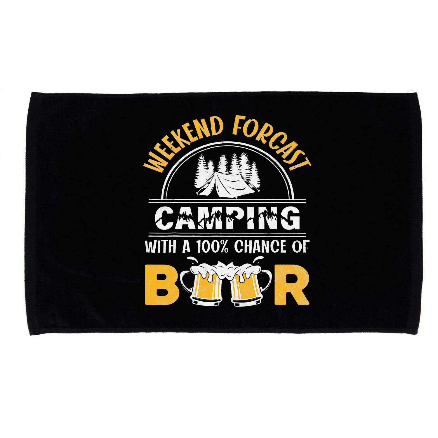 Weekend Forcast Camping With A 100 Chance Of Beer Vintage Microfiber Hand Towel