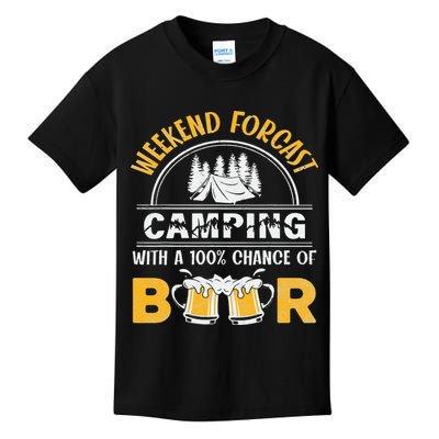 Weekend Forcast Camping With A 100 Chance Of Beer Vintage Kids T-Shirt