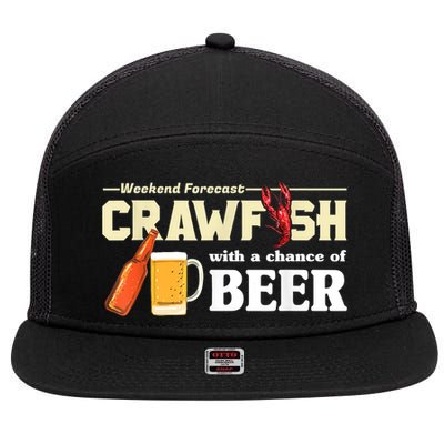 Weekend Forecast Crawfish With A Chance Of Beer 7 Panel Mesh Trucker Snapback Hat