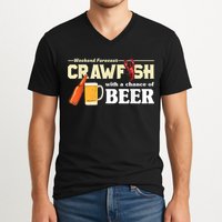 Weekend Forecast Crawfish With A Chance Of Beer V-Neck T-Shirt