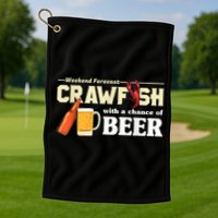 Weekend Forecast Crawfish With A Chance Of Beer Golf Towel