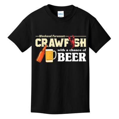 Weekend Forecast Crawfish With A Chance Of Beer Kids T-Shirt