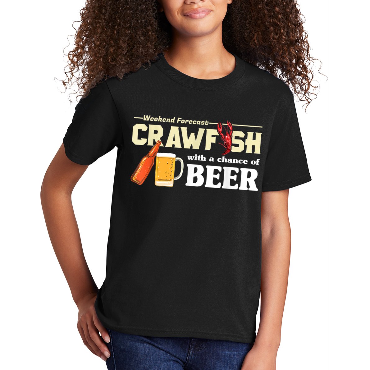 Weekend Forecast Crawfish With A Chance Of Beer Kids T-Shirt