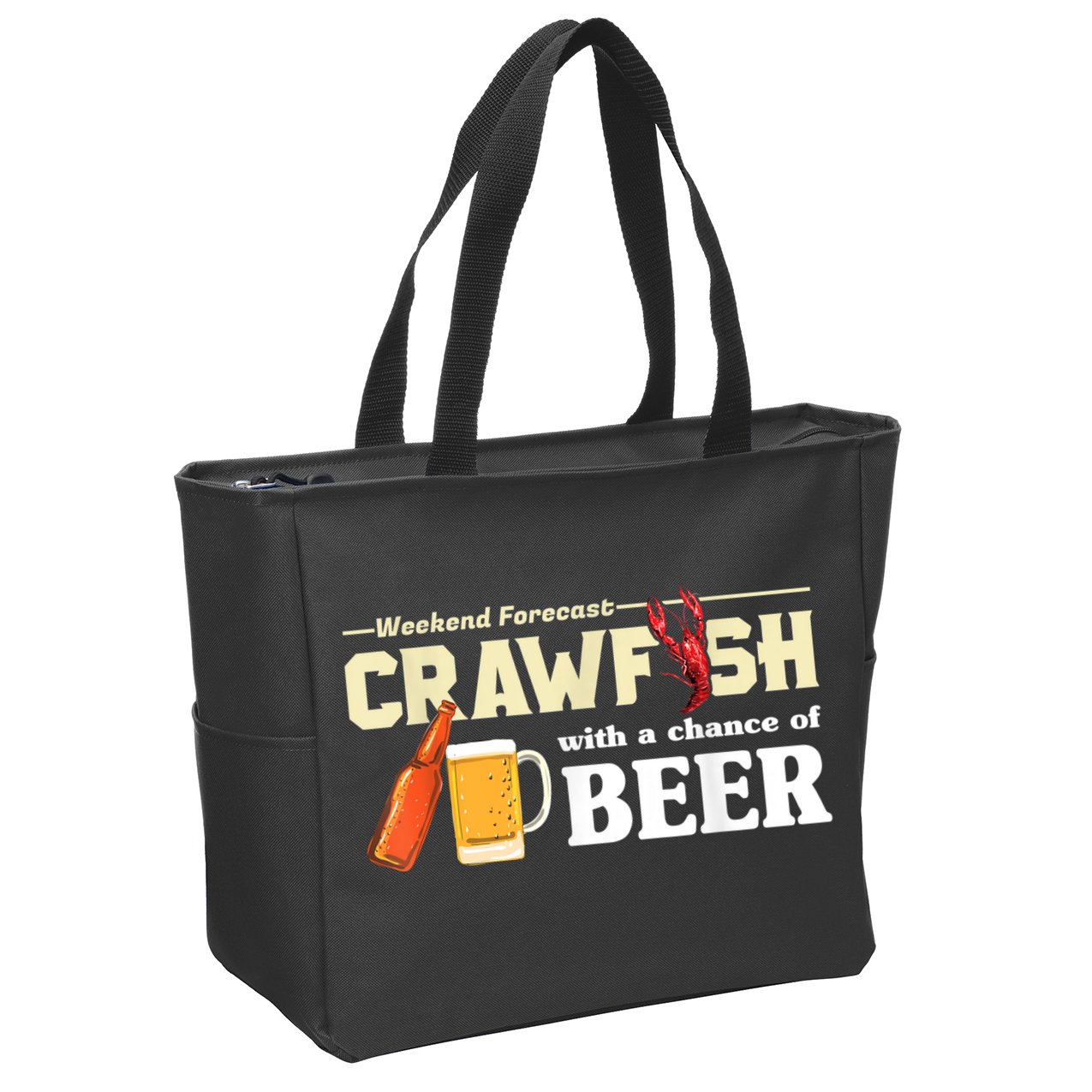 Weekend Forecast Crawfish With A Chance Of Beer Zip Tote Bag