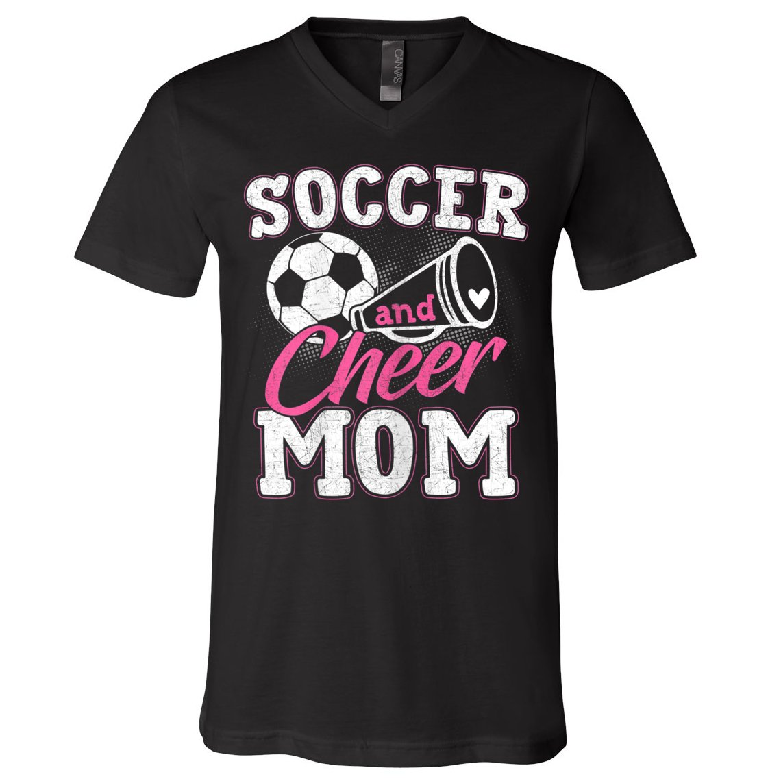 Womens Funny Cheerleading Mom Soccer And Cheer Mom V-Neck T-Shirt