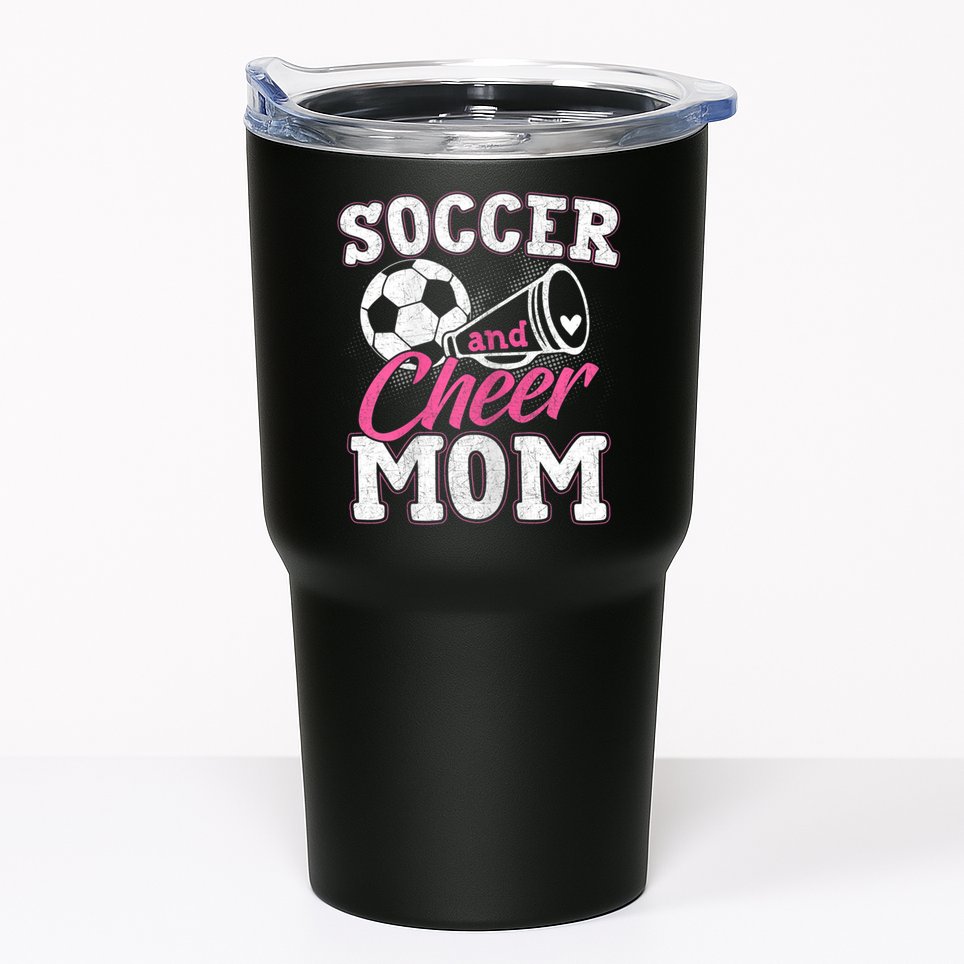 Womens Funny Cheerleading Mom Soccer And Cheer Mom Tumbler