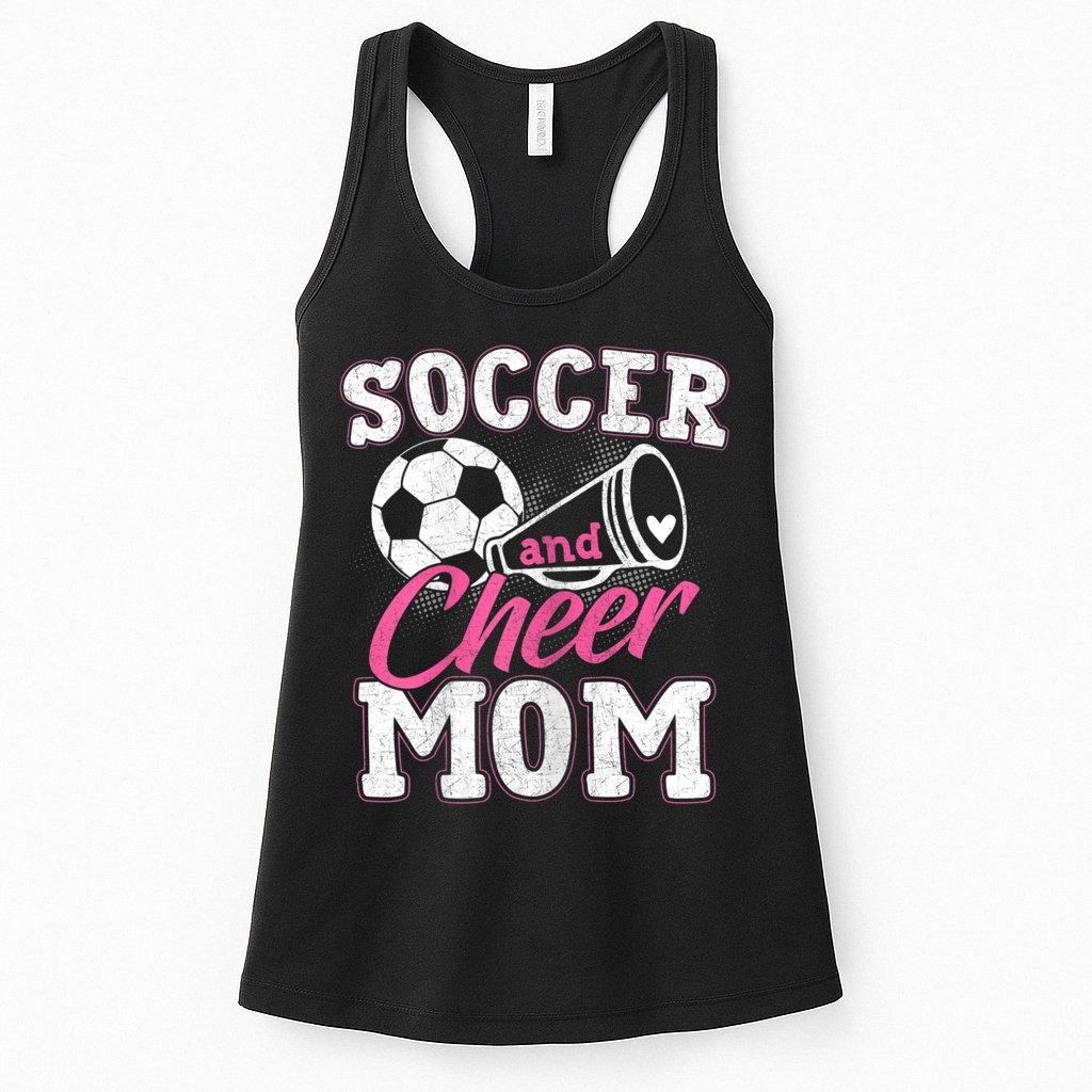 Womens Funny Cheerleading Mom Soccer And Cheer Mom Womens Tank Top