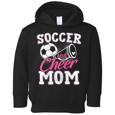 Womens Funny Cheerleading Mom Soccer And Cheer Mom Toddler Hoodie