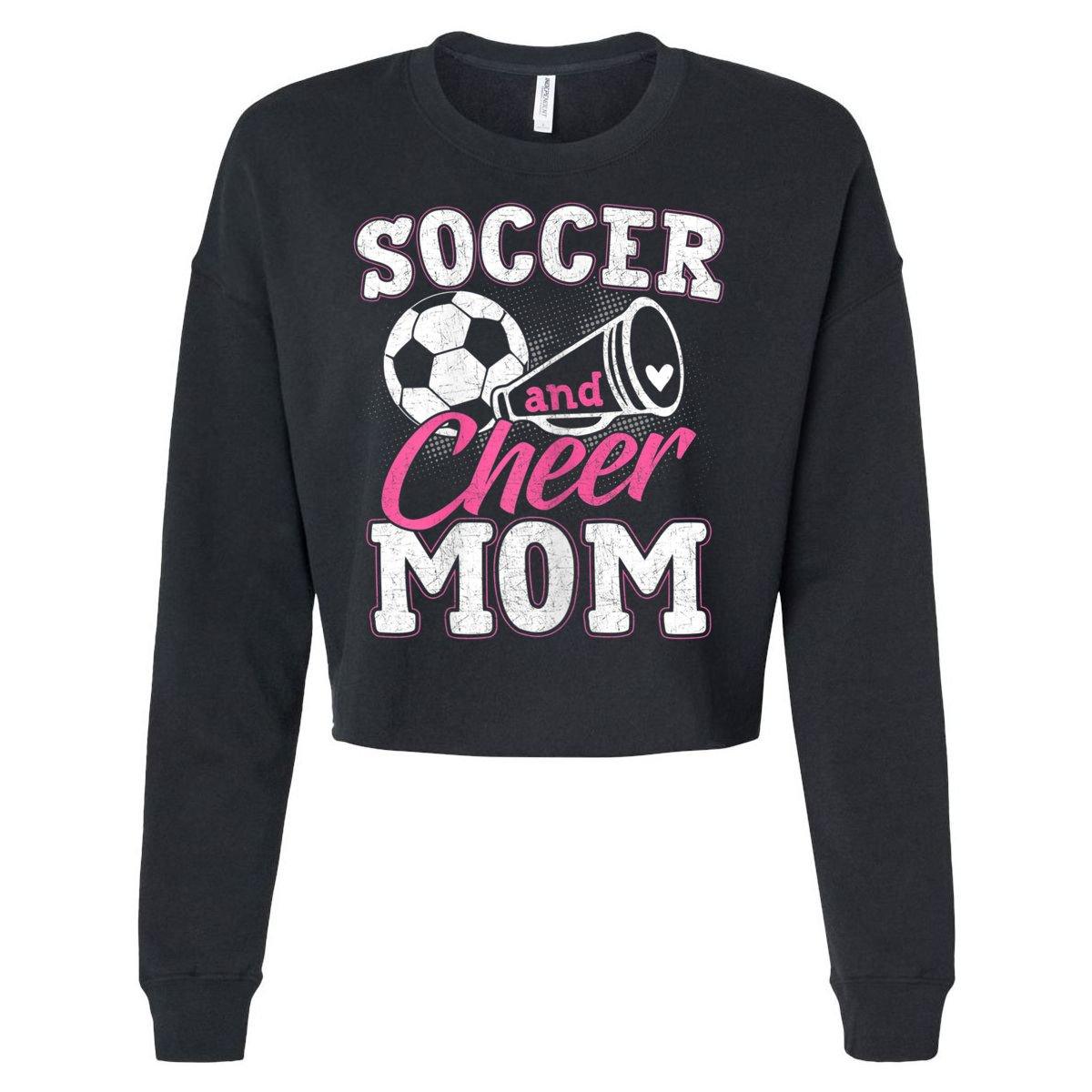 Womens Funny Cheerleading Mom Soccer And Cheer Mom Cropped Pullover Crew