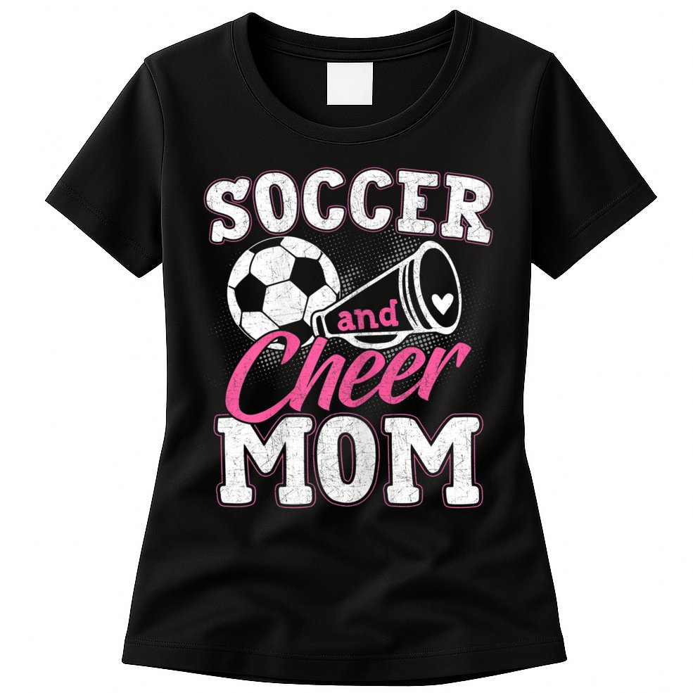 Womens Funny Cheerleading Mom Soccer And Cheer Mom Womens T-Shirt